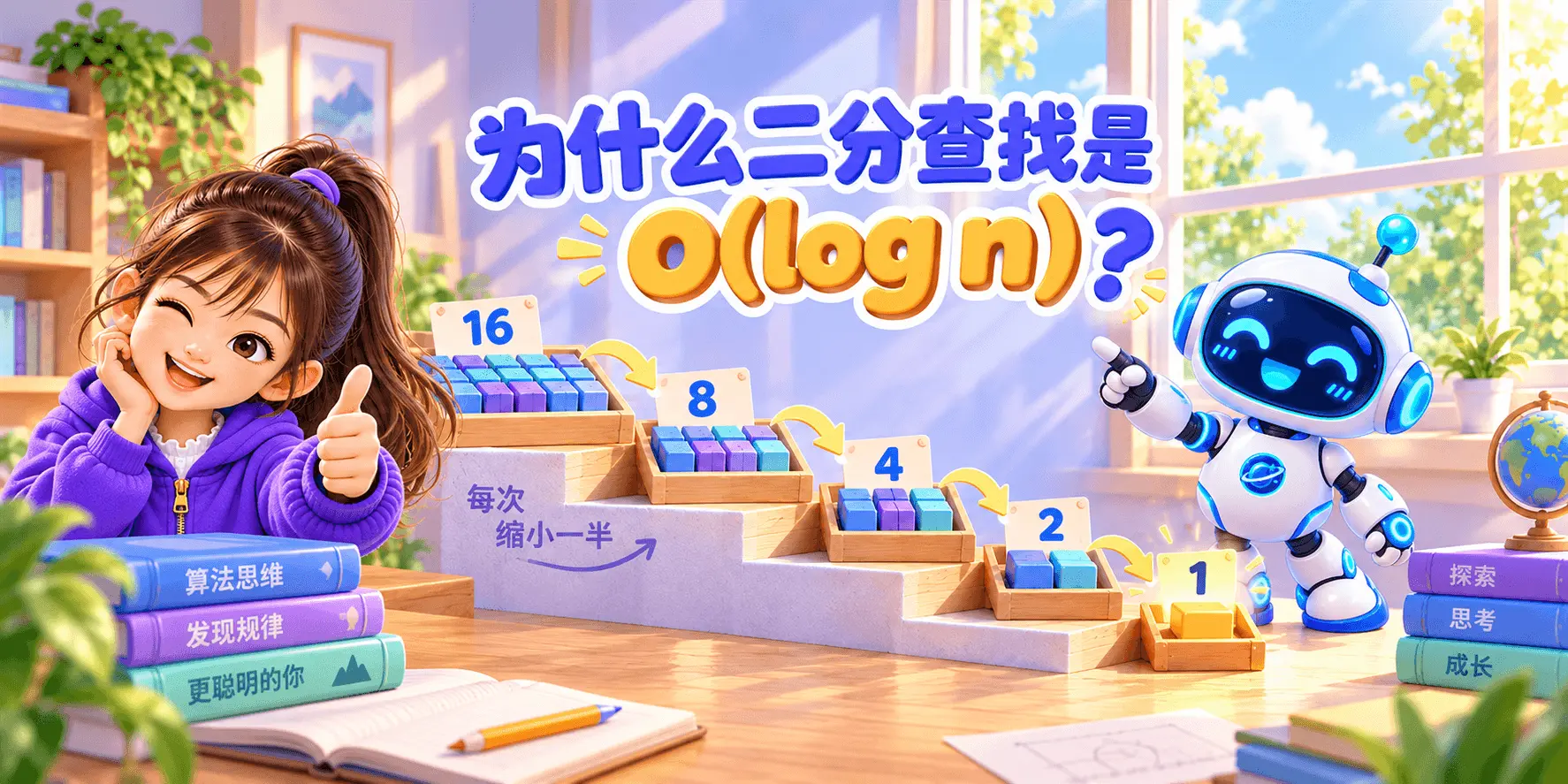 为什么二分查找是 O(log n)？ Banner
